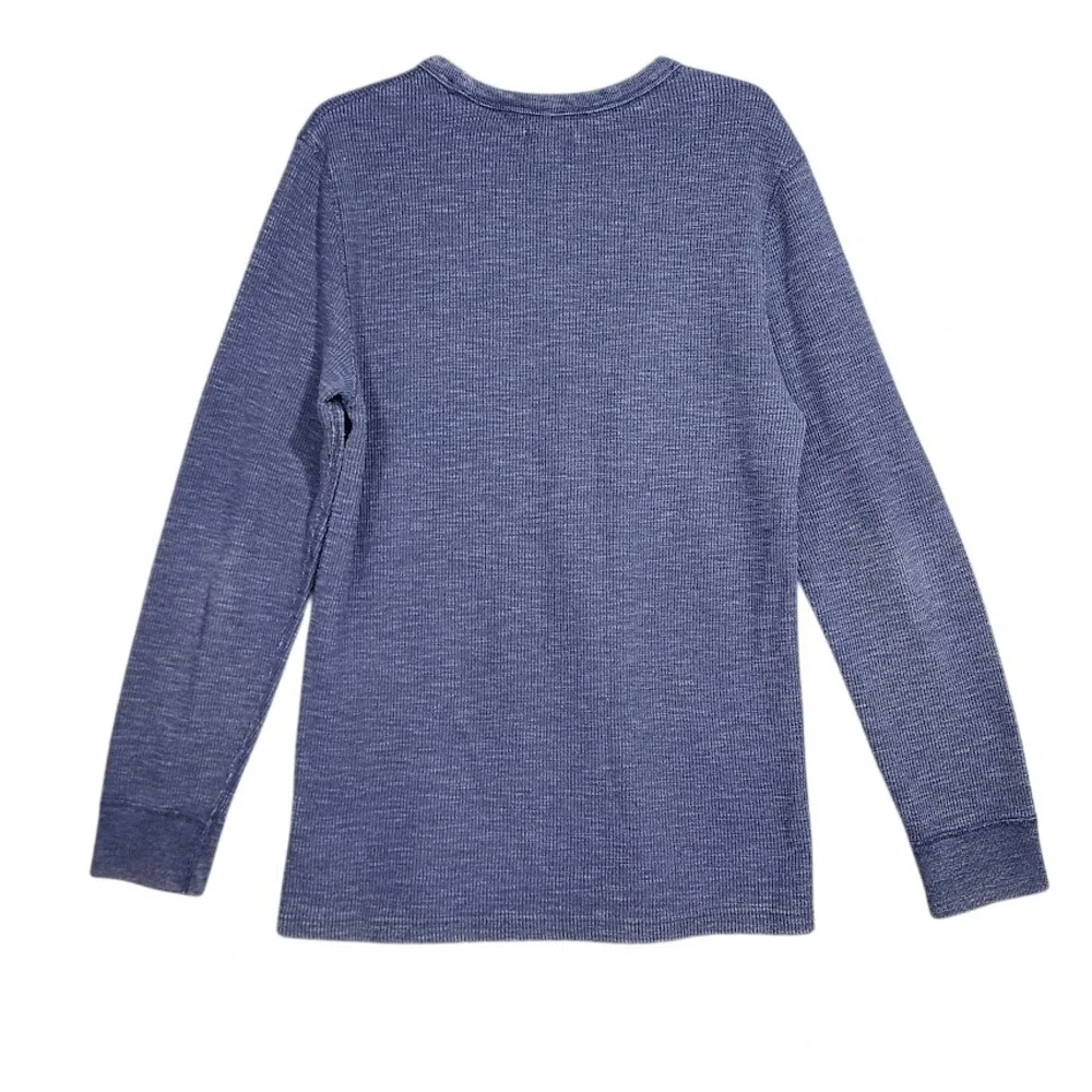 J.‎ Crew Knit Goods Mens Blue Waffle Knit Long Sleeve Crewneck Shirt Large